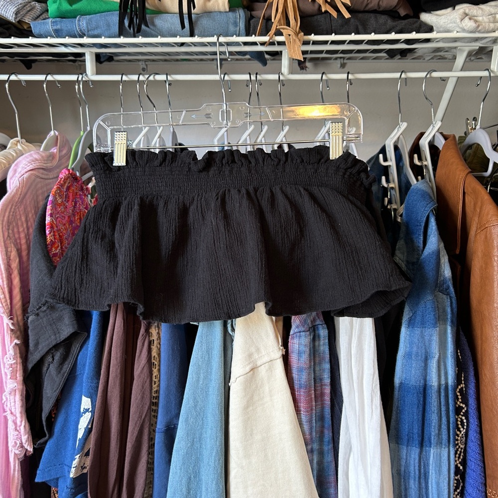 Free People Black Ruffled Crop Bandeau Top